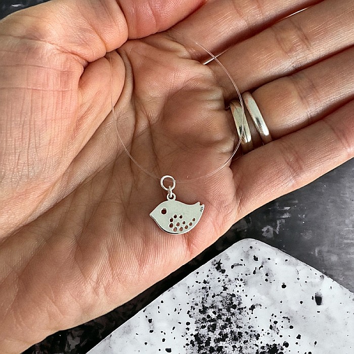 Colier fir transparent cu pandantiv pasare din argint 925 [2]