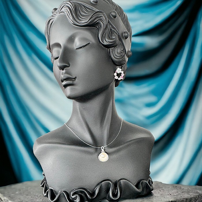 Colier fir transparent cu pandantiv scoica cu perla din argint 925 [3]