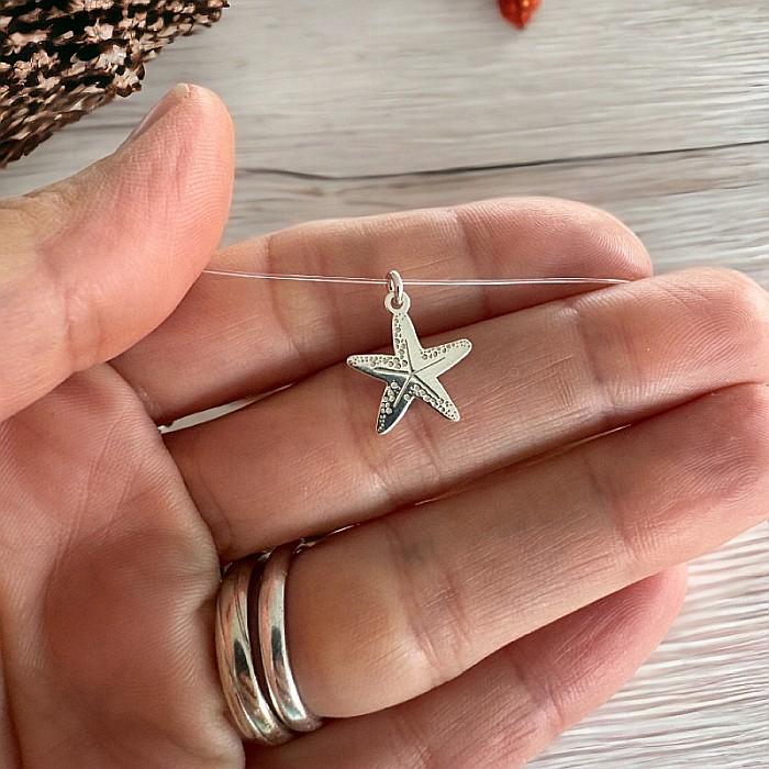 Colier fir transparent cu pandantiv stea de mare din argint 925 [2]