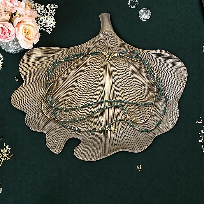 Colier handmade in 3 straturi verde Safyia cu Miyuki, Jad Verde si argint [8]