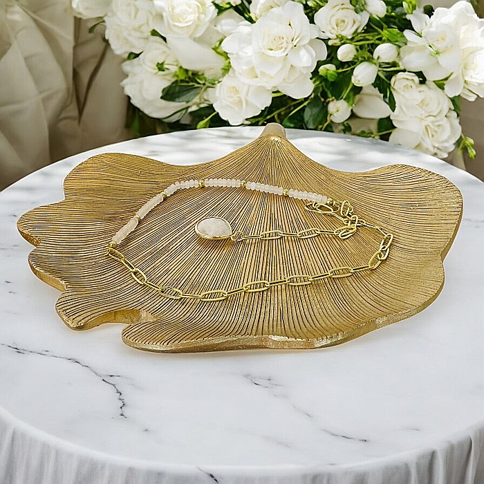 Colier lariat Kira cu piatra lunii in forma de lacrima placat cu aur [8]