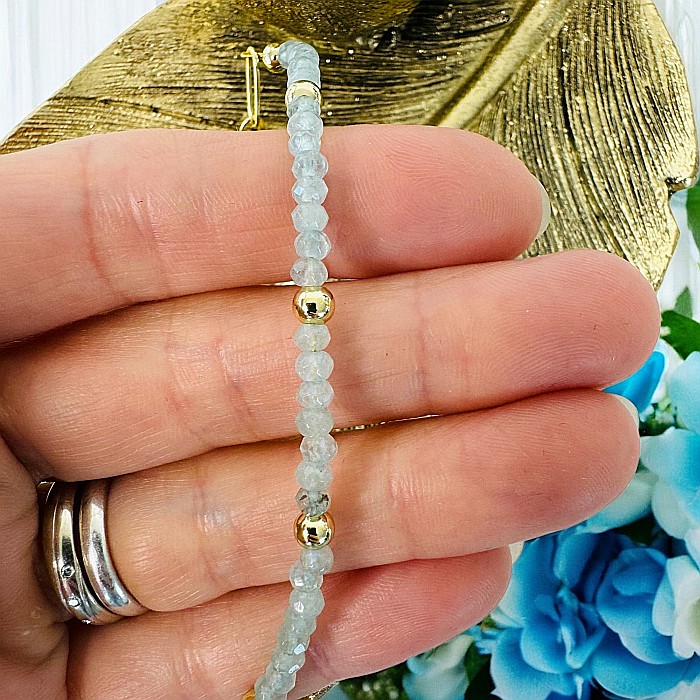 Colier lariat Kira cu piatra lunii in forma de lacrima placat cu aur [4]