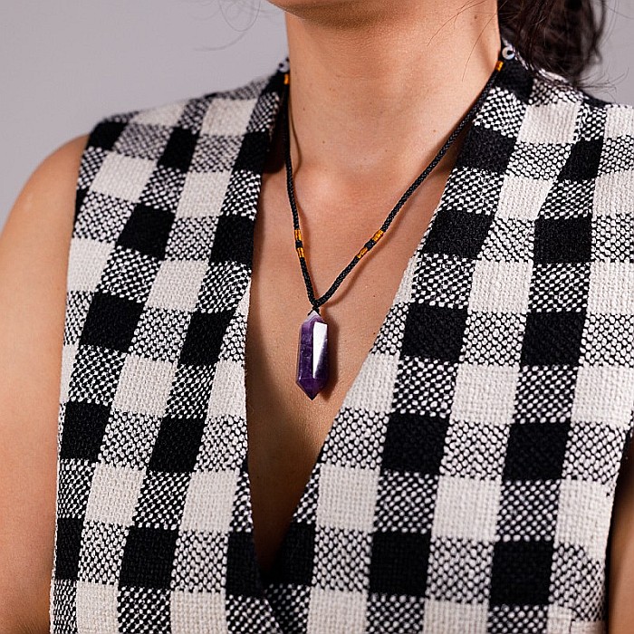 Colier Mani reglabil, cu varf dublu de Ametist [6]