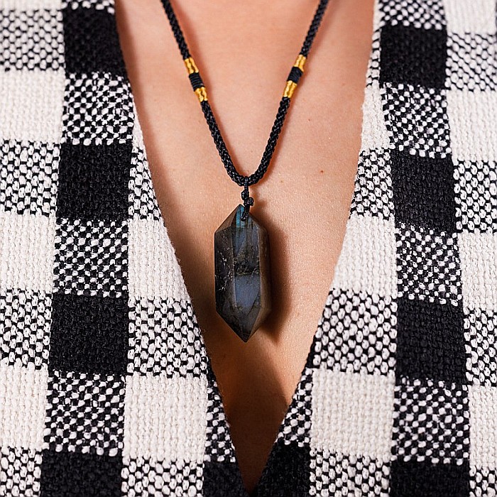 Colier Mani reglabil, cu varf dublu de Labradorit [8]