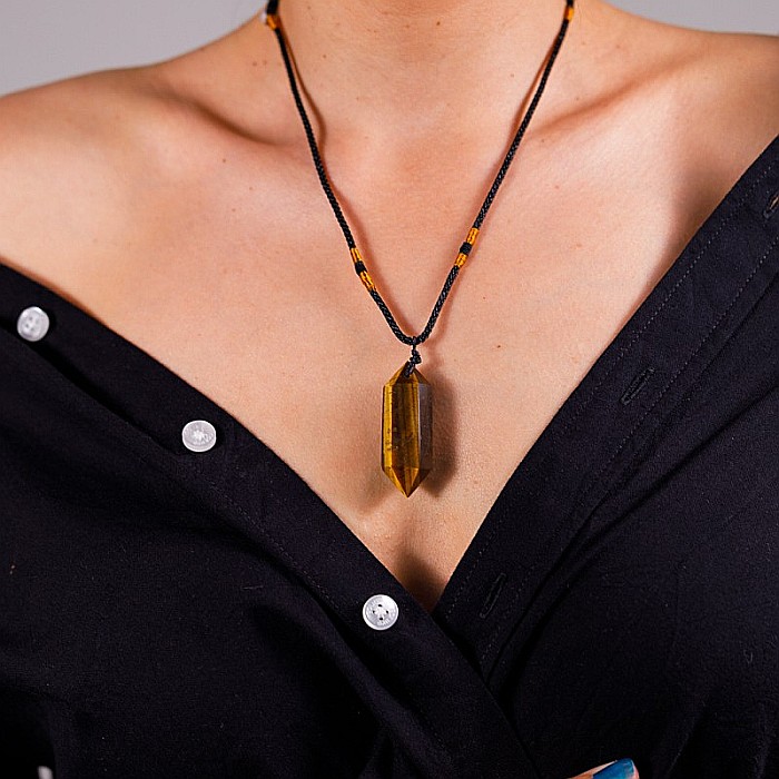 Colier Mani reglabil, cu varf dublu de Ochi de Tigru [9]