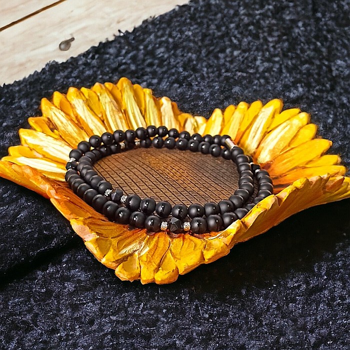 Colier margele barbati Amadi din Agat Negru si Onix cu accesorii din inox si inchidere magnetica [1]