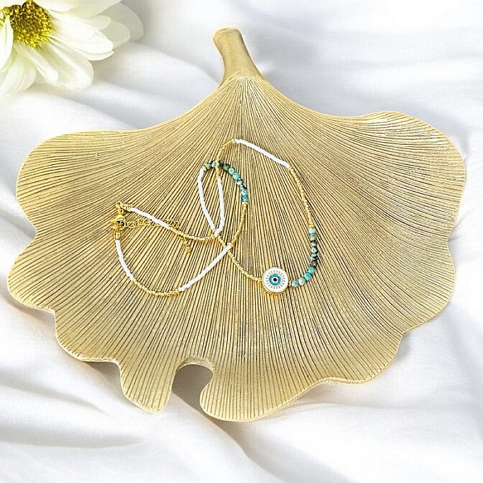 Colier margele Miyuki si Turcoaz African Enlai, cu Evil Eye, placat cu aur [7]