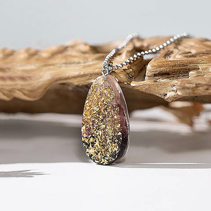 Colier Pandantiv Orgonic pentru energie pozitivă si protectie din cristale de Turmalina, Cuart Roz si Obsidian cu simbol Cruce [4]