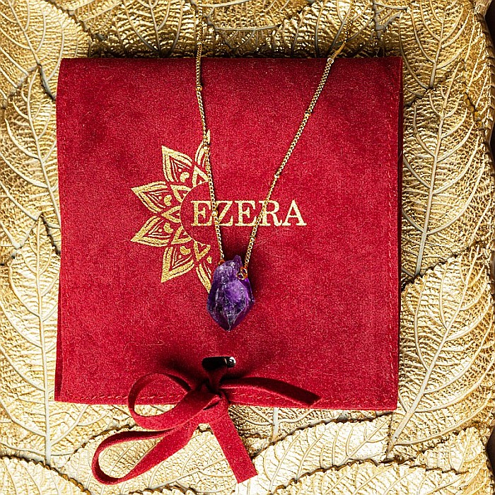 Colier pietre naturale Kalindi din Ametist brut, placat cu aur de 18K [4]