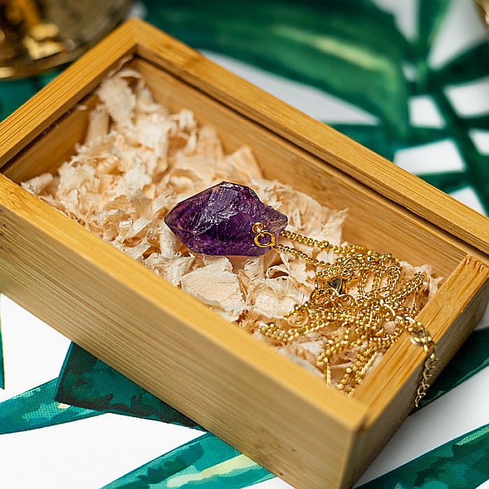 Colier pietre naturale Kalindi din Ametist brut, placat cu aur de 18K [5]