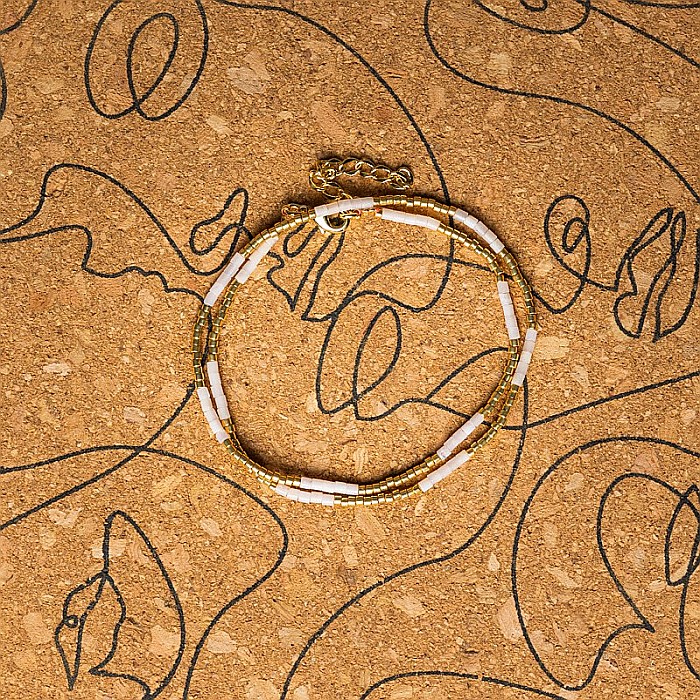 Colier pietre semipretioase Cuart Roz, choker pietre naturale elegant Vania cu Sunstone Miyuki Seed, placat cu aur 18 K [5]