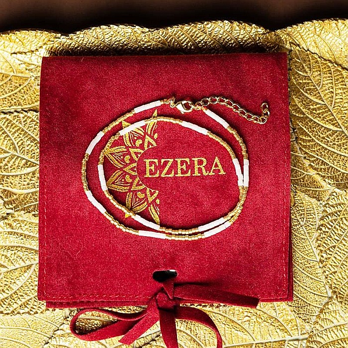 Colier pietre semipretioase Cuart Roz, choker pietre naturale elegant Vania cu Sunstone Miyuki Seed, placat cu aur 18 K [3]