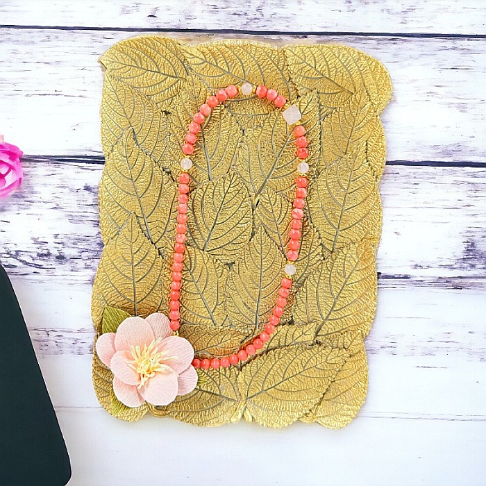 Colier pietre semipretioase Karissa din Coral si Cuart Roz cu argint 925 [8]