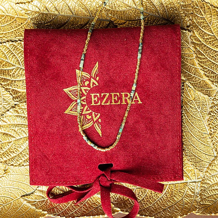 HOT! Colier pietre semipretioase Turcoaz African, choker placat cu aur 18 K, pietre naturale elegant Vania cu Sunstone Miyuki [5]