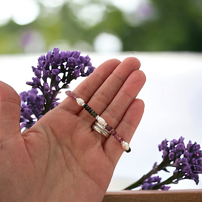 Descopera un univers fascinant al culorii- Bratara din Perle Naturale si Cristale de Turmalina Multicolora cu argint [2]