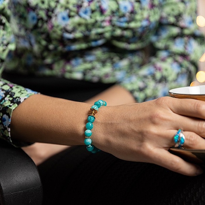 Florena, bratara femei handmade din cristale de Amazonit [3]