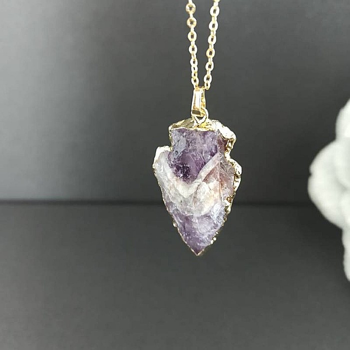 Lant cu colier pietre semipretioase Ametist sageata, Kymaia, din cupru placat cu aur 18K [5]