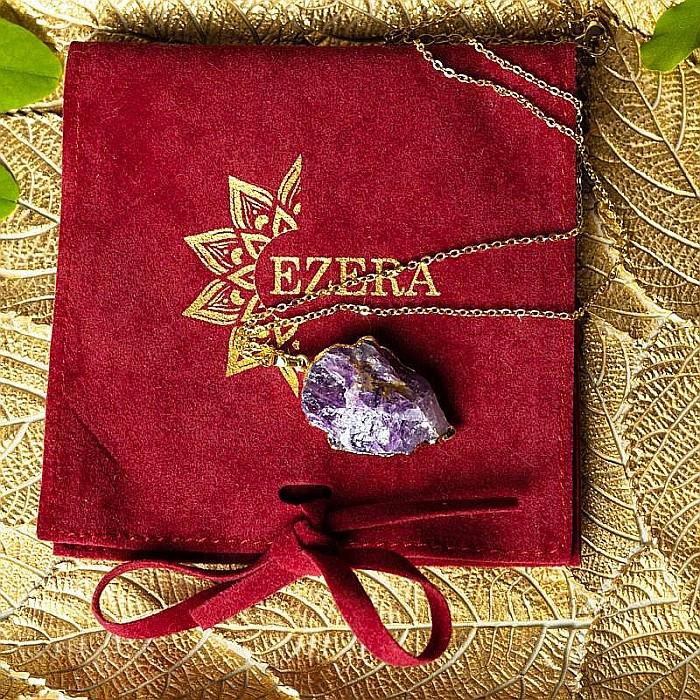 Lant cu colier pietre semipretioase Ametist sageata, Kymaia, din cupru placat cu aur 18K [4]