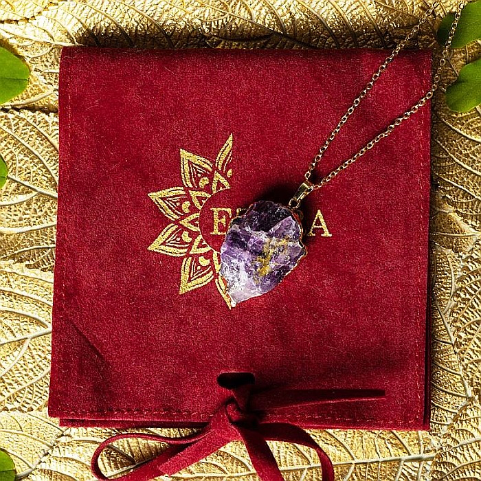 Lant cu colier pietre semipretioase Ametist sageata, Kymaia, din cupru placat cu aur 18K [2]