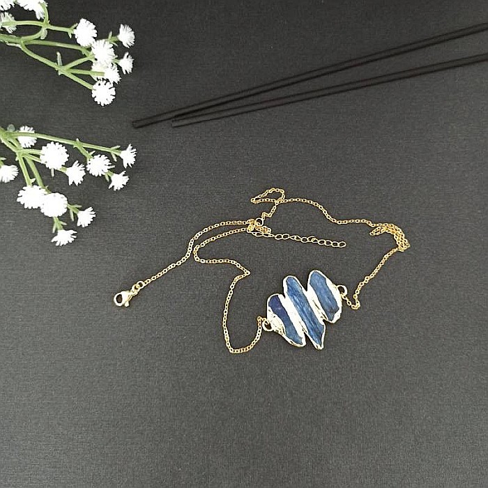 Lant cu Pandantiv cristale Kyanit, Saloni, placat cu aur de 18K [7]