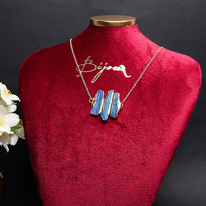 Lant cu Pandantiv cristale Kyanit, Saloni, placat cu aur de 18K [5]