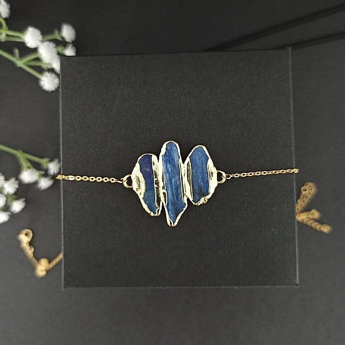 Lant cu Pandantiv cristale Kyanit, Saloni, placat cu aur de 18K [4]