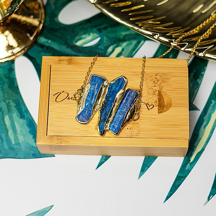 Lant cu Pandantiv cristale Kyanit, Saloni, placat cu aur de 18K [9]