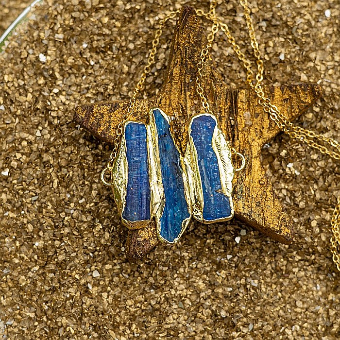 Lant cu Pandantiv cristale Kyanit, Saloni, placat cu aur de 18K [2]