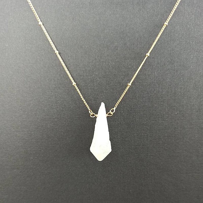 Lant cu pandantiv din cristal Piatra Lunii brut, Kala ❤️ placat cu aur de 18K [4]