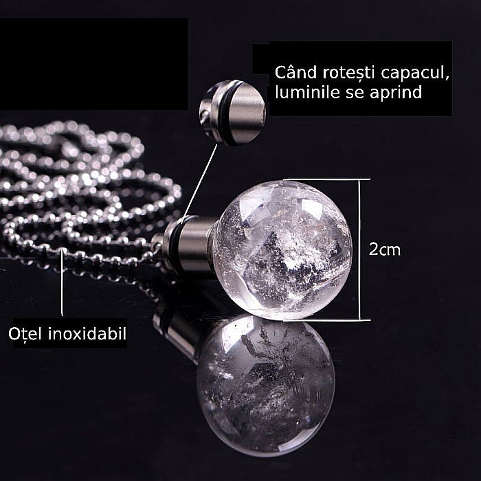Lant cu pandantiv din Cuart Transparent Yani, cu Lumina LED, culori diferite [3]