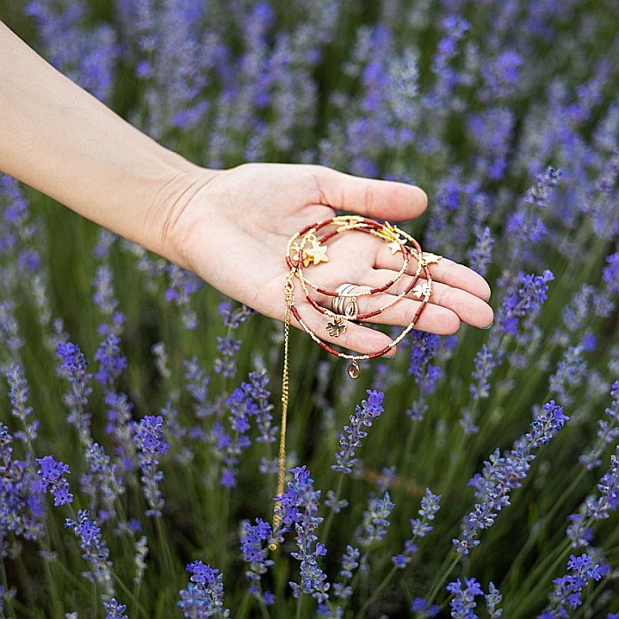 Lant de talie/corp versatil din cristale de Jasp Rosu, placat cu aur de 18K [7]