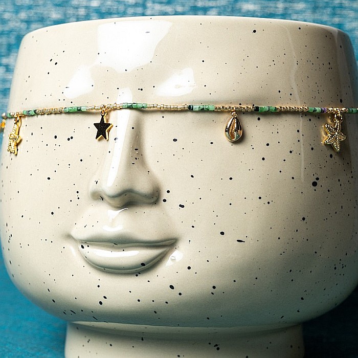 Lant de talie/corp versatil din cristale de Rubin Zoisit, placat cu aur de 18K [5]