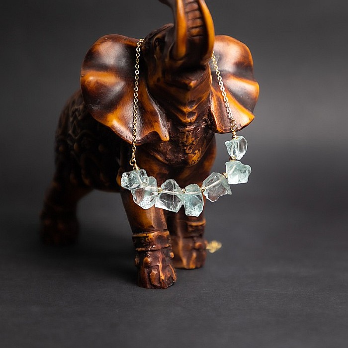 Mali, colier cu pietre brute neregulate, cristale de Apatit, placat cu aur de 18K [4]