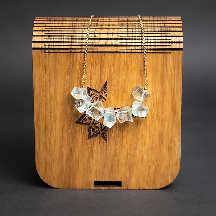 Mali, colier cu pietre brute neregulate, cristale de Apatit, placat cu aur de 18K [5]