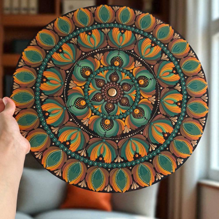 Mandala „Ecou al Pamantului” – Armonia naturii in culori terestre, 40 cm [4]