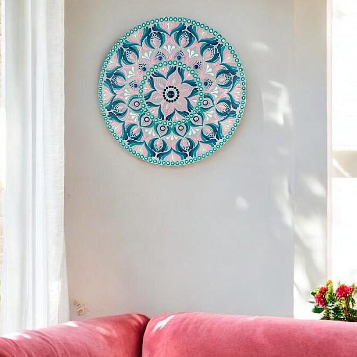 Mandala pictata manual in culorile zodiei Balanta, 30 cm [5]