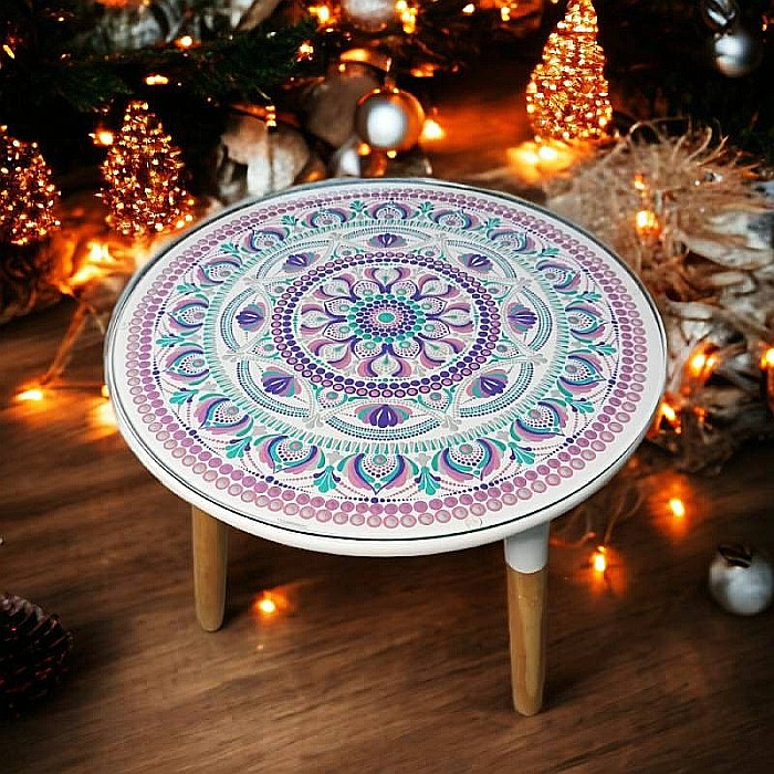 Masa pictata cu model mandala cu geam securizat [1]
