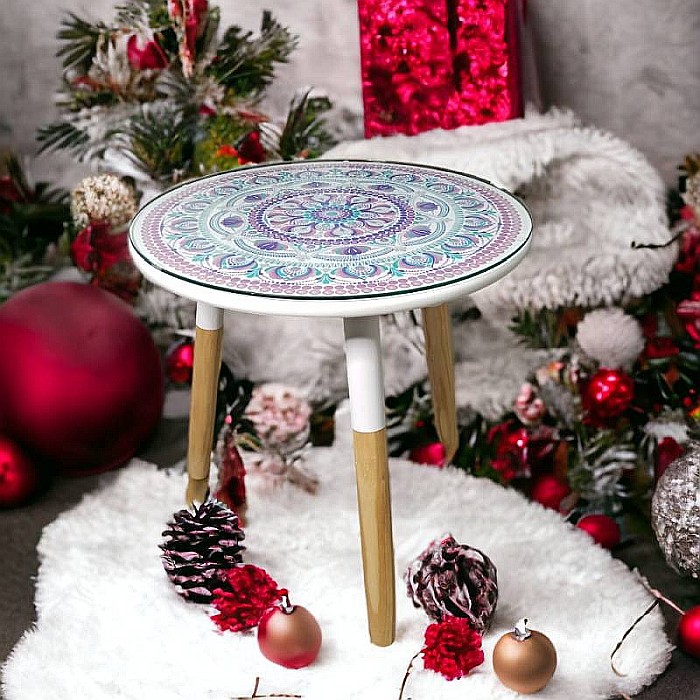 Masa pictata cu model mandala cu geam securizat [5]