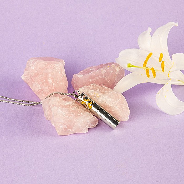 Medalion Cilindric Pentru Aromaterapie CAT, cu Lant Snake din Otel Inoxidabil, 25 cm [4]