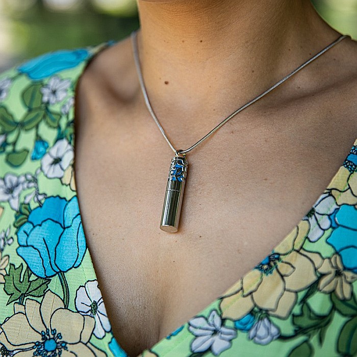 Medalion Cilindric Pentru Aromaterapie CAT, cu Lant Snake din Otel Inoxidabil, 25 cm [3]