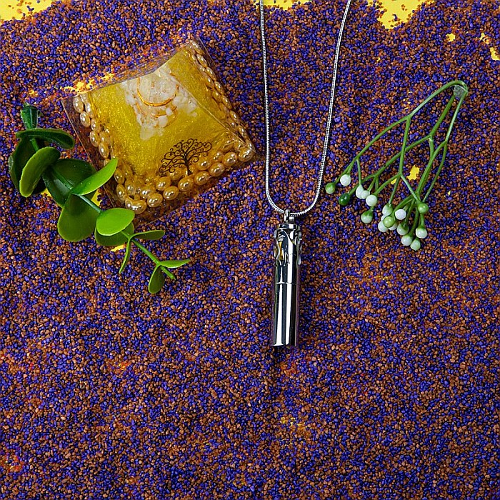 Medalion Cilindric Pentru Aromaterapie CAT, cu Lant Snake din Otel Inoxidabil, 25 cm [2]