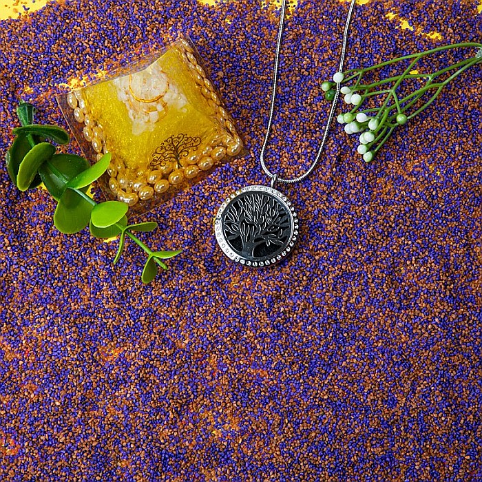 Medalion Difuzare Uleiuri Esentiale, Aromaterapie COPACUL VIETII cu Lant Snake, din Otel Inoxidabil, 2.5 cm [5]