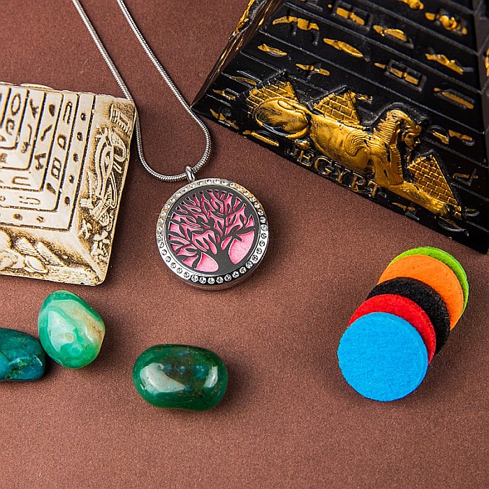 Medalion Difuzare Uleiuri Esentiale, Aromaterapie COPACUL VIETII cu Lant Snake, din Otel Inoxidabil, 2.5 cm [4]