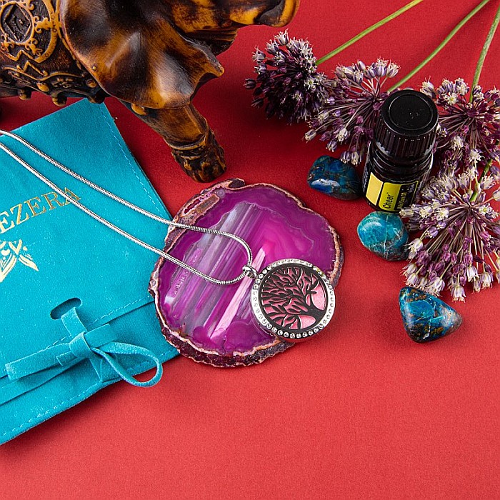 Medalion Difuzare Uleiuri Esentiale, Aromaterapie COPACUL VIETII cu Lant Snake, din Otel Inoxidabil, 2.5 cm [3]