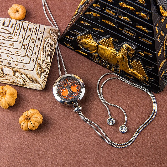 Medalion Difuzor Uleiuri Esentiale, Aromaterapie, COPACUL VIETII, cu Lant Snake din Otel Inoxidabil, 52.5 cm [2]