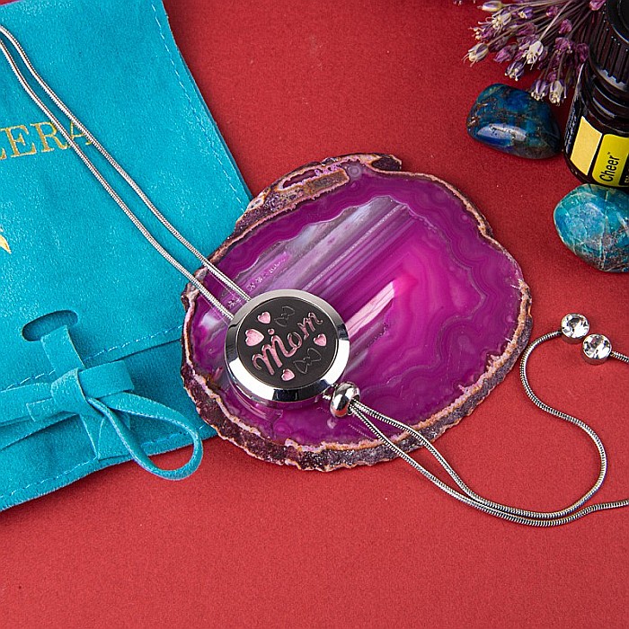 Medalion Difuzor Uleiuri Esentiale, Aromaterapie, Mom, cu Lant Snake din Otel Inoxidabil, 52.5 cm [1]