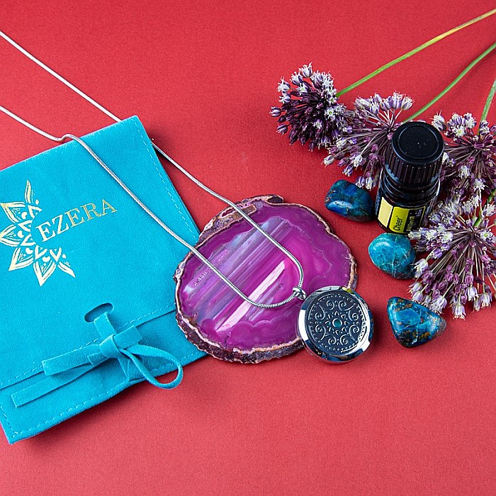 Medalion Mandala ASMEE cu Lant Snake, Pentru Aromaterapie, din Otel Inoxidabil, 2.5 cm [2]