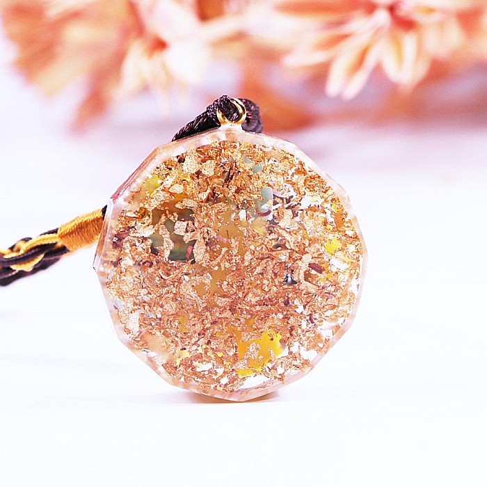 Medalion Orgonic Cristale Aventurin si Topaz Irene, simbol SriYantra [3]