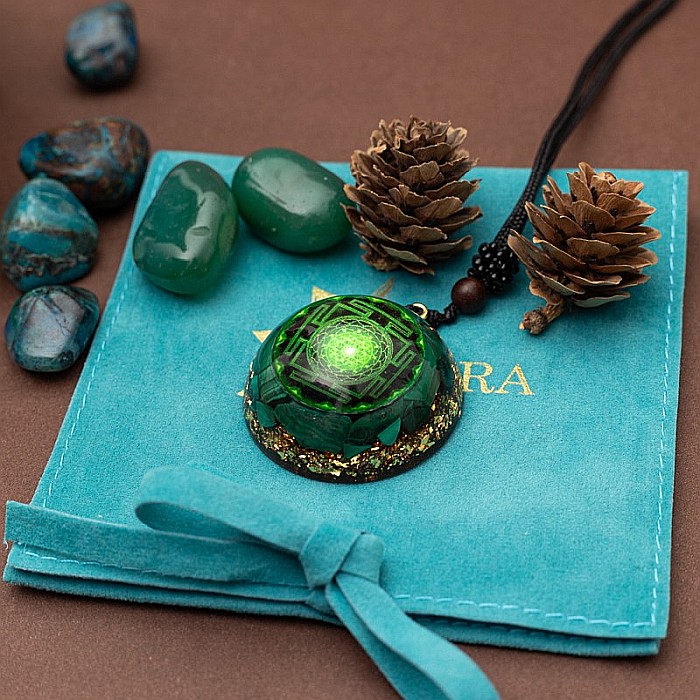 Medalion Orgonit Hara din pietre semipretioase de Malachit [6]