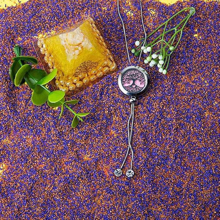 Medalion Pentru Aromaterapie COPACUL VIETII INIMA, cu Lant Snake din Otel Inoxidabil, 52.5 cm [4]